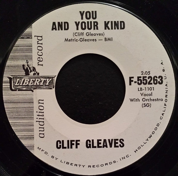 Cliff Gleaves : Long Black Hearse / You And Your Kind (7", Promo)