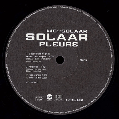 MC Solaar : Solaar Pleure (12")