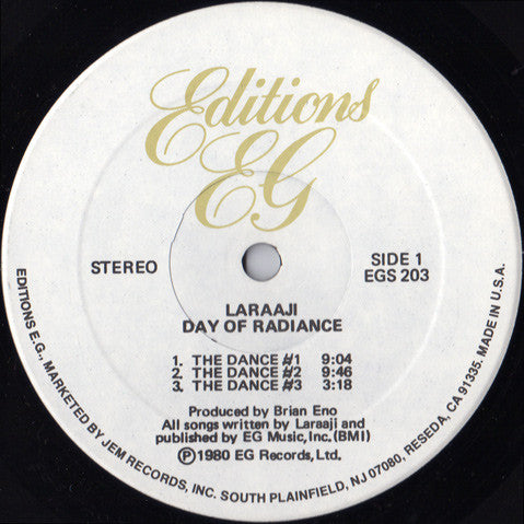 Laraaji Produced By Brian Eno : Ambient 3 (Day Of Radiance) (LP, Album)