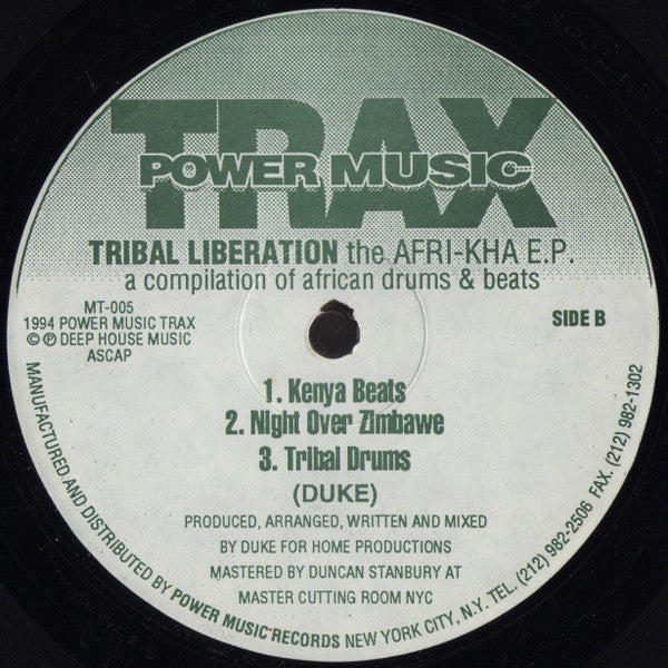 Tribal Liberation : The Afri-Kha E.P. (A Compilation Of African Drums & Beats) (12", EP, Comp)