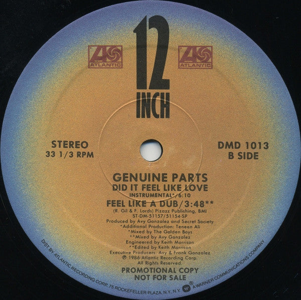 Genuine Parts : Did It Feel Like Love (12", Promo)