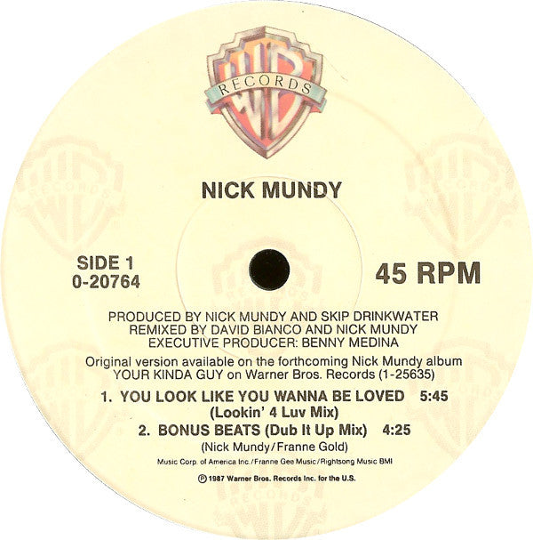 Nick Mundy : You Look Like You Wanna Be Loved (12")