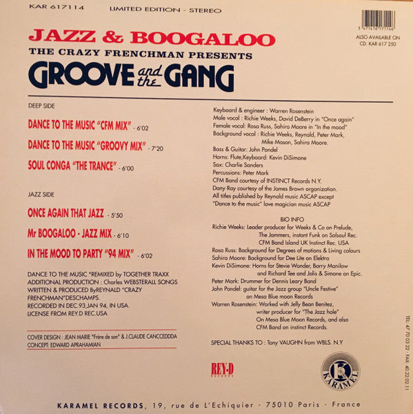 The Crazy Frenchman Presents Groove And The Gang : Jazz & Boogaloo (12", EP, Ltd)