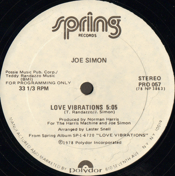 Joe Simon : Love Vibration (12", Promo)