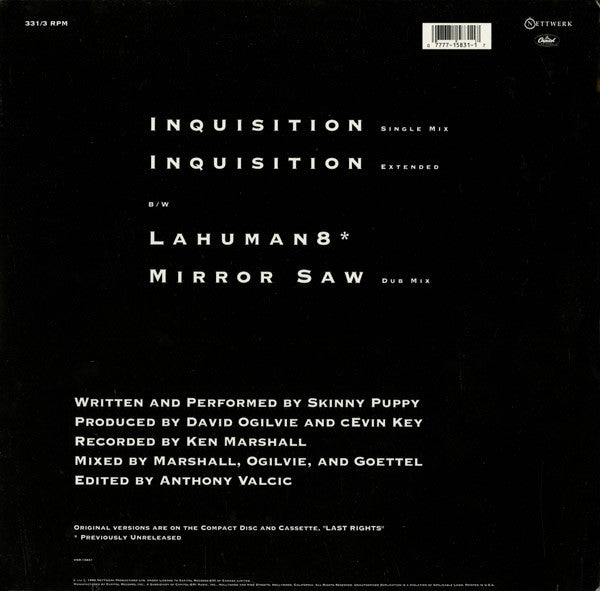 Skinny Puppy : Inquisition (12", Single)