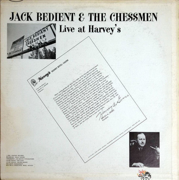 Jack Bedient & The Chessmen : Live At Harvey's (LP, Album, Mono)