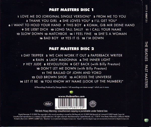 The Beatles : Past Masters (2xCD, Comp, RM, Gat)