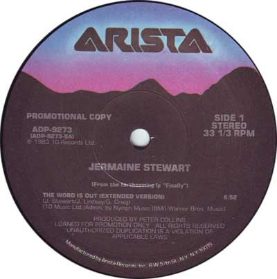 Jermaine Stewart : The Word Is Out (12", Promo)