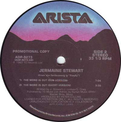 Jermaine Stewart : The Word Is Out (12", Promo)
