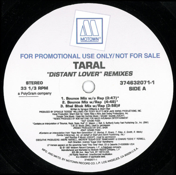 Taral : Distant Lover (Remixes) (12", Promo)