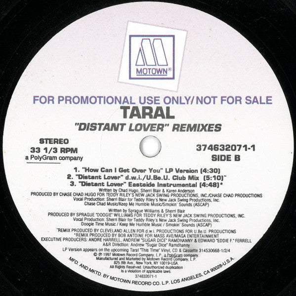 Taral : Distant Lover (Remixes) (12", Promo)