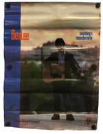 A vintage Ben Lee vinyl record cover poster, likely for his 1977 album 'Something to Remember Me By'. The poster features a blue vertical stripe on the left with the artist's name in orange, and a central image of a man playing an acoustic guitar against a sunset background.