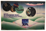 A vintage Alan Parsons Project poster or print featuring stylized landscape waves in green, pink, and cream, with circular album-art inserts and text reading 'The Best of The Alan Parsons Project.'.