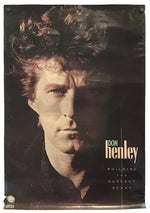 A vintage-style promotional poster for Don Henley, featuring a dramatic close-up portrait with the text 'DON henley' and 'BUILDING THE PERFECT BEASTY' on a dark background.