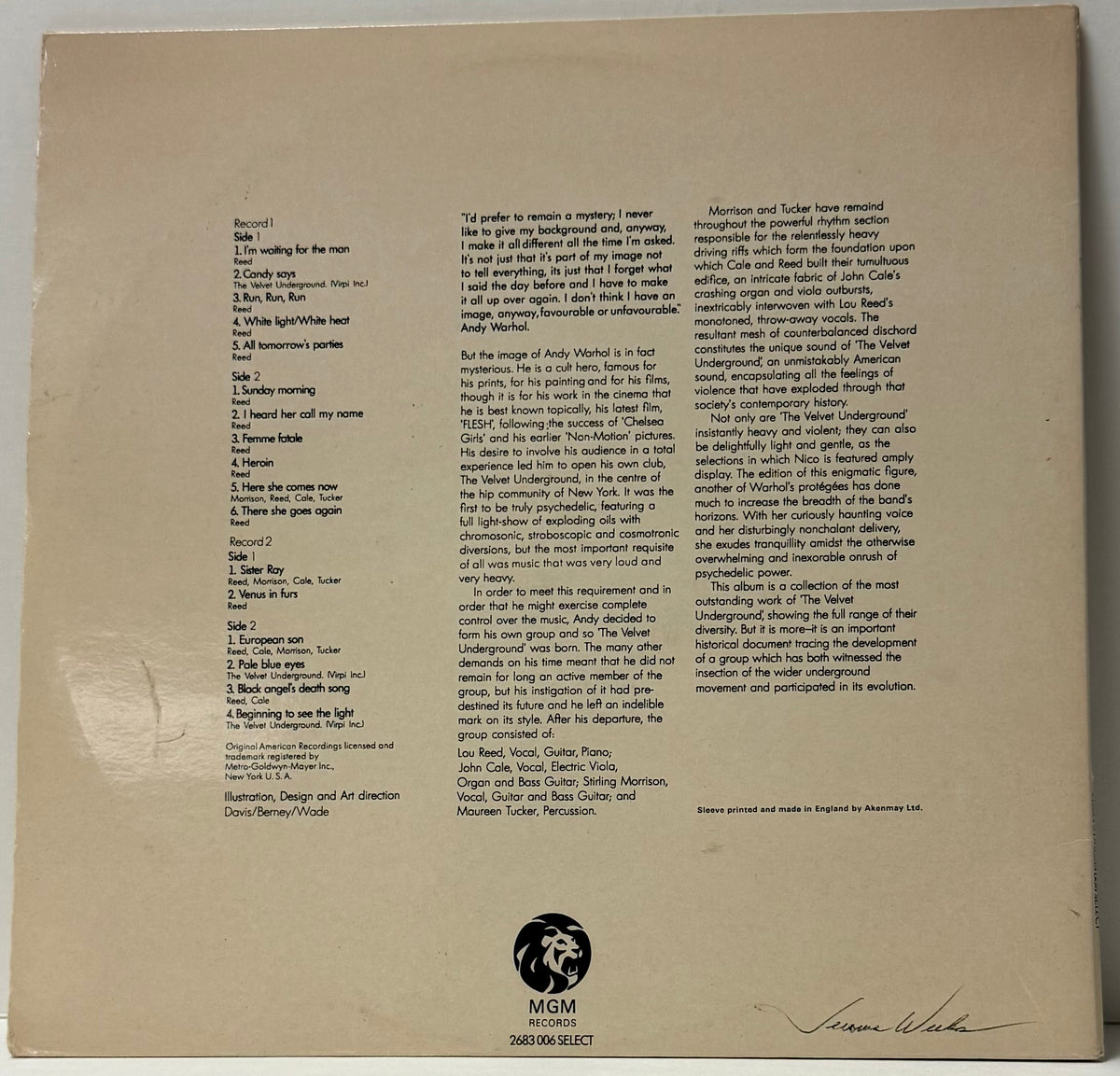 Andy Warhol's Velvet Underground featuring Nico (Pre-Owned Vinyl)