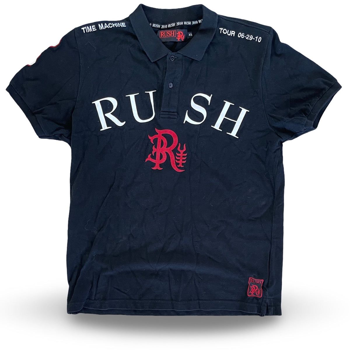 Rush - 2010 Time Machine Tour Polo Shirt XL (Vintage Apparel)