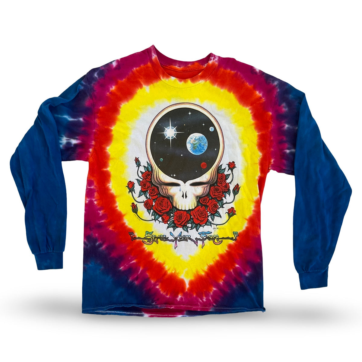 Grateful Dead - Space Your Face Liquid Blue Tie-Dye Long Sleeve L (Vintage Apparel)