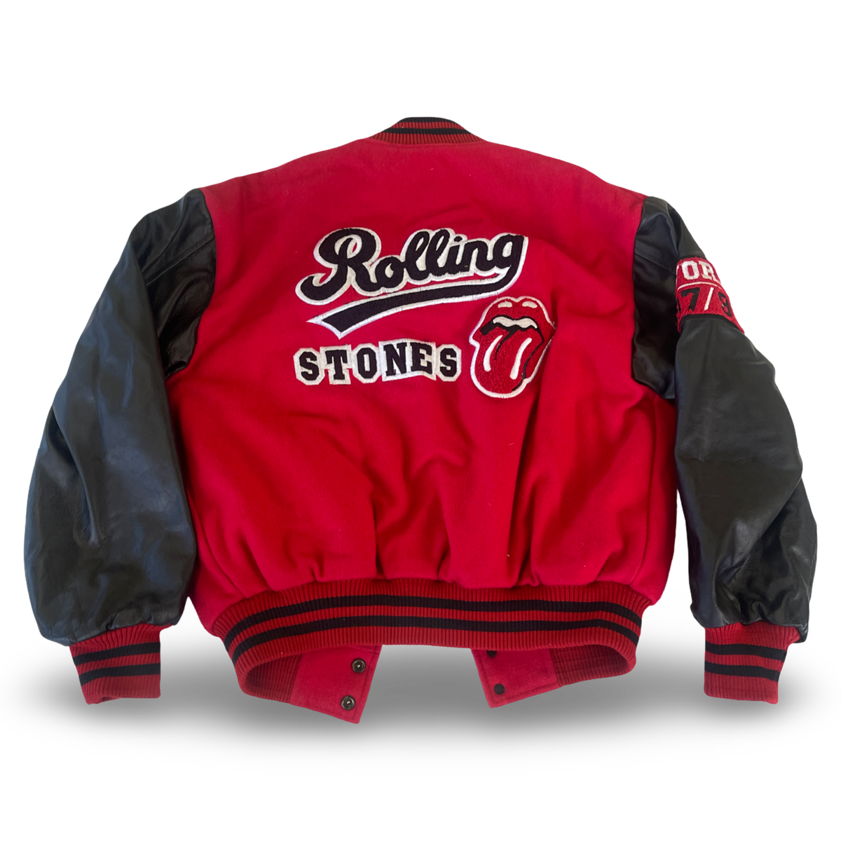 Rolling Stones - 1997/98 Leather Sleeve Varsity Tour Jacket M (Vintage Apparel)