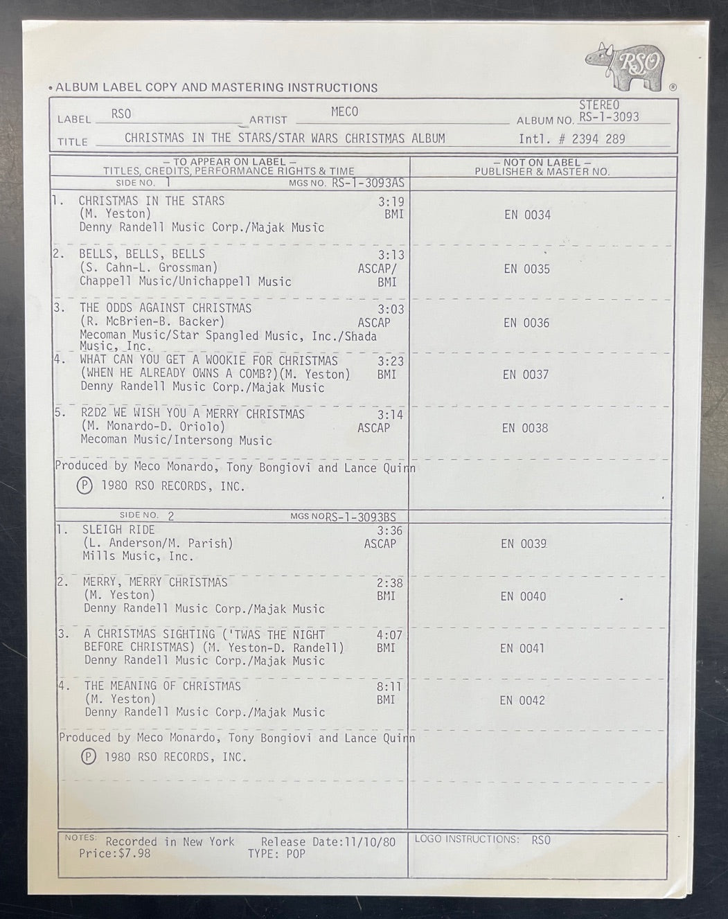 The Original Star Wars Cast : R2-D2 - Anthony Daniels As C-3PO - Christmas In The Stars: Star Wars Christmas Album (LP, Album, TP) (Very Good Plus (VG+))