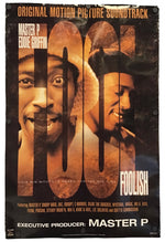 A vintage-style movie soundtrack poster for 'Foolish' featuring Master P and Eddie Griffin, with large vertical numerals and black bars over a sepia-toned portrait background.