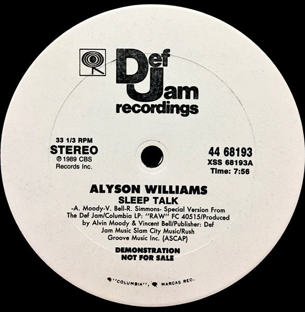 Alyson Williams : Sleep Talk (12", Promo)