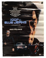A vintage movie poster for the film 'Cop in Blue Jeans' starring Jack Palance, displayed flat against a white background.