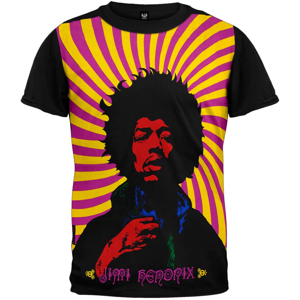 Jimi Hendrix - Swirl Poster Subway Men's T Shirt
