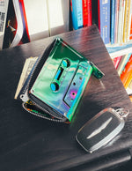 Electro Green Chrome Cassette Wallet | Holographic 80s Gifts
