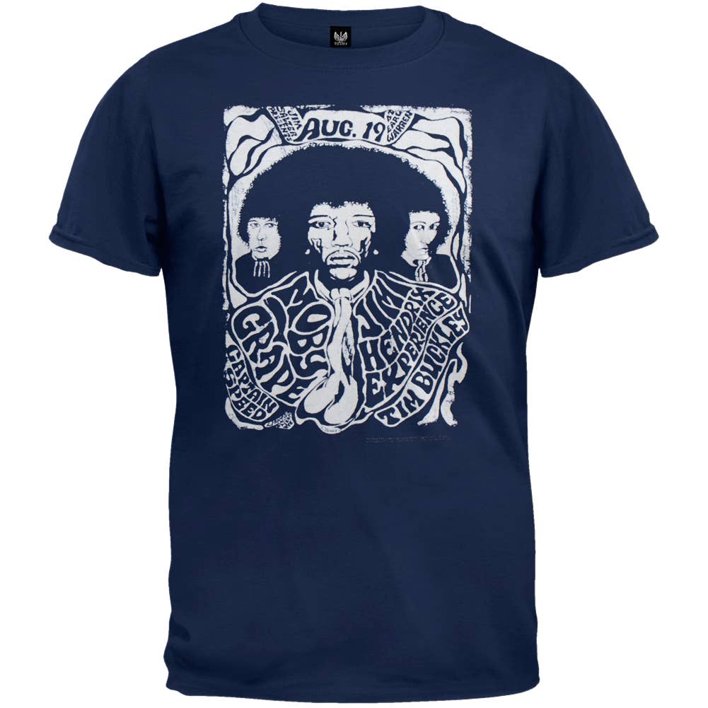 Jimi Hendrix - Flocked Concert Flyer Men's T Shirt