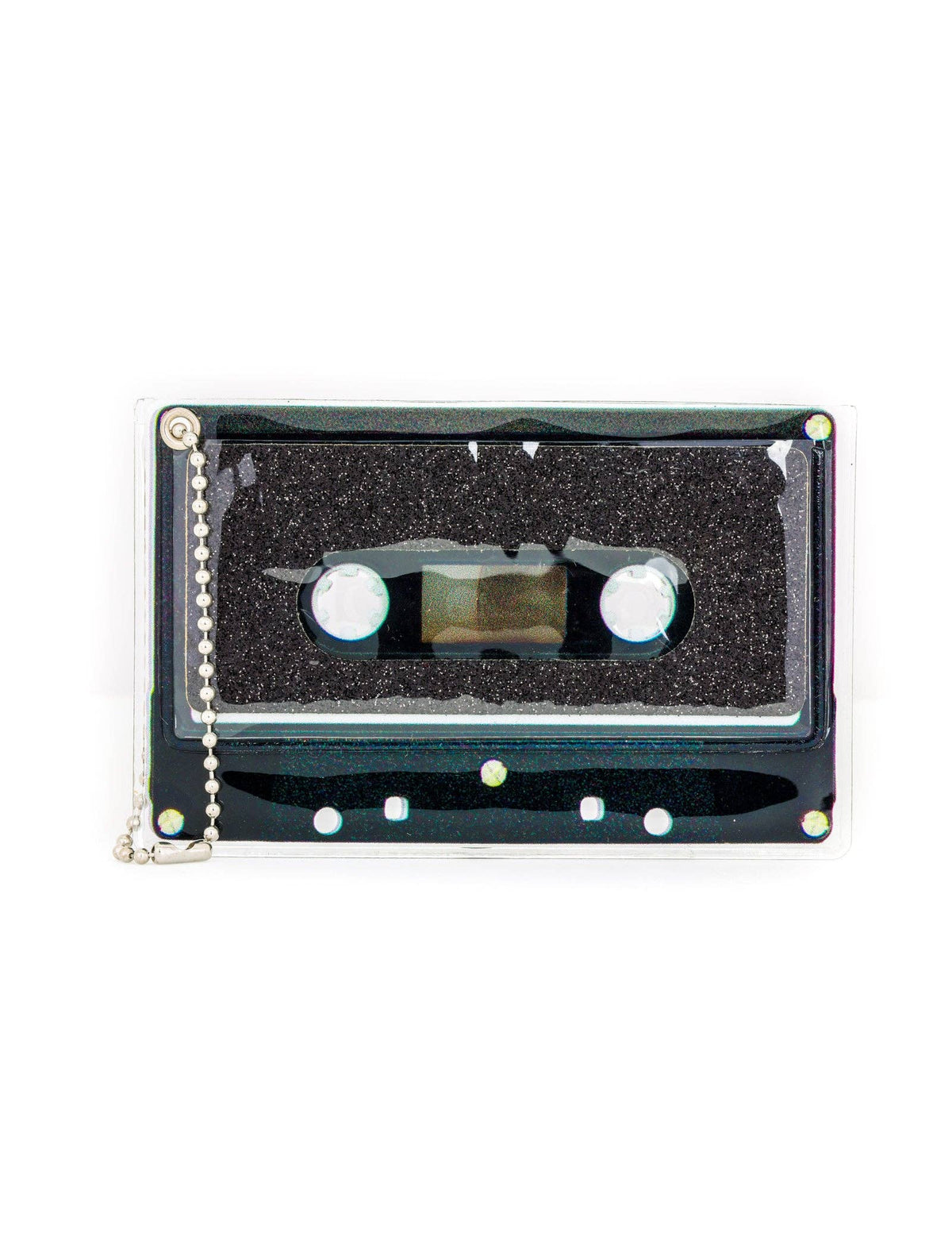 Black Glitter Cassette Decal Bag Charm | Cute Sticker Gifts