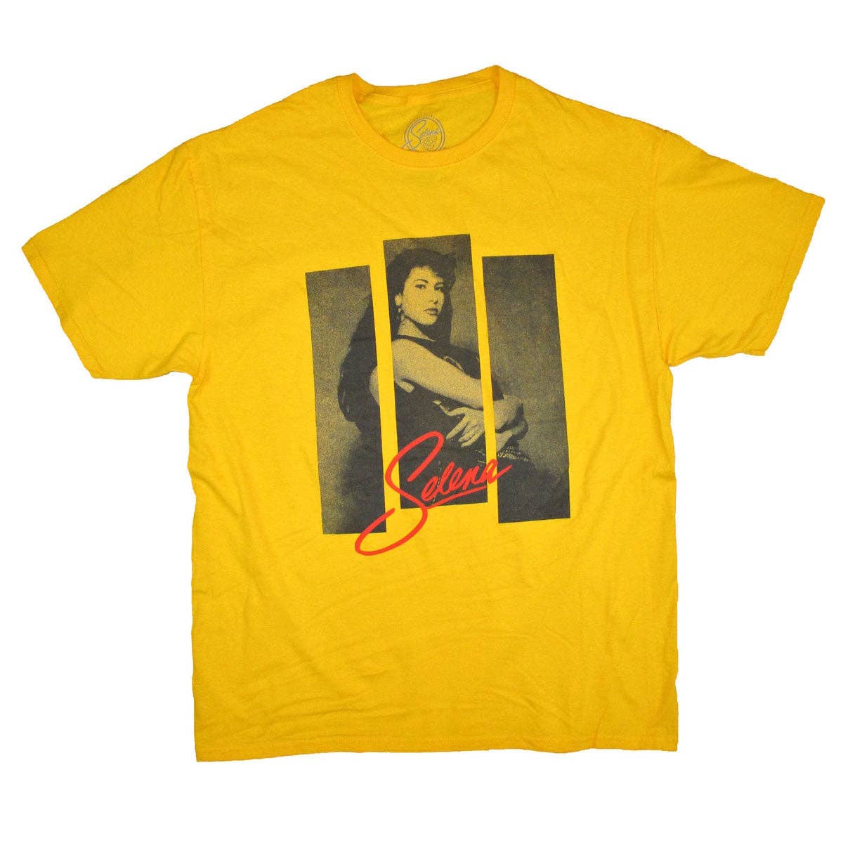 Selena 3 Strips Photo on Gold Tee T-shirt