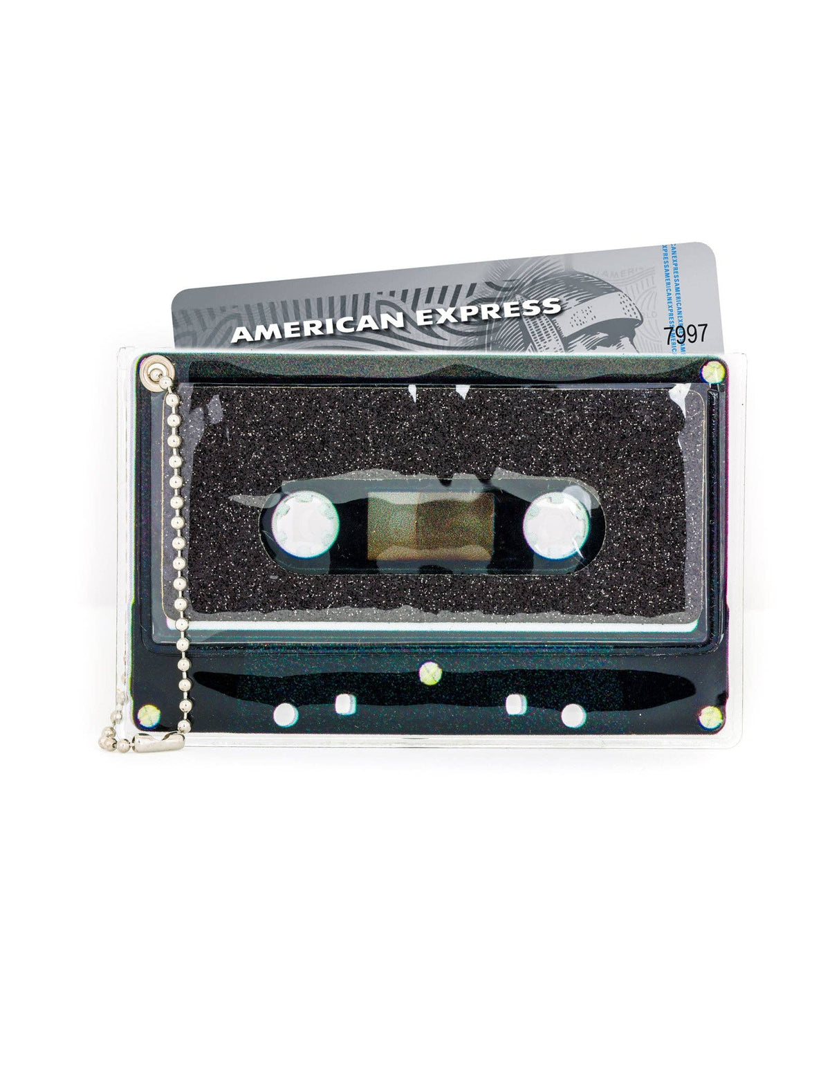 Black Glitter Cassette Decal Bag Charm | Cute Sticker Gifts
