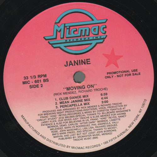 Janine* : Moving On (12", Promo)