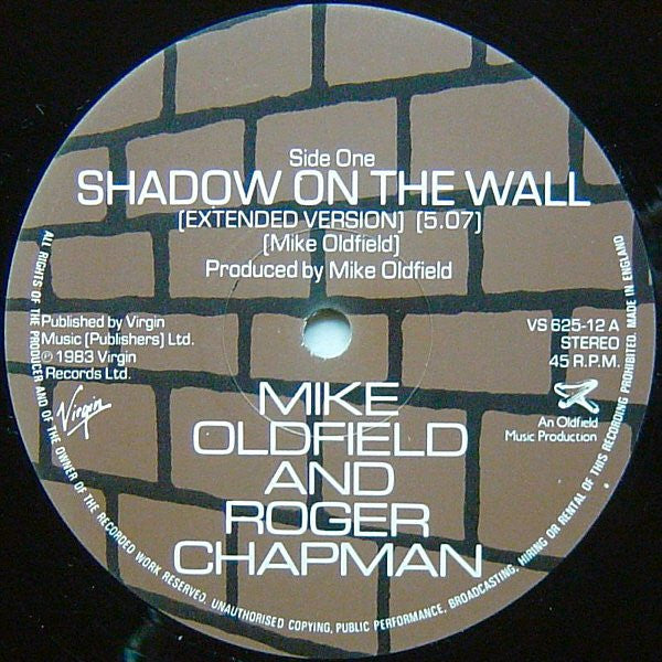 Mike Oldfield And Roger Chapman : Shadow On The Wall (Extended Version) (12", Single)