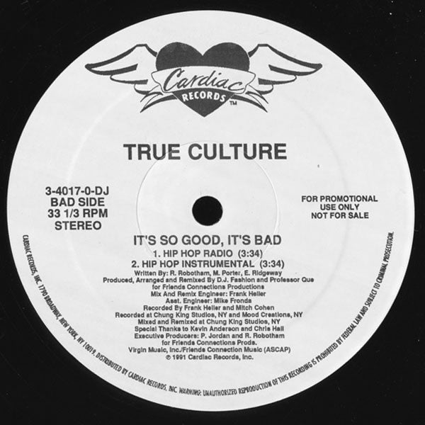 True Culture : It's So Good, It's Bad (12", Promo)