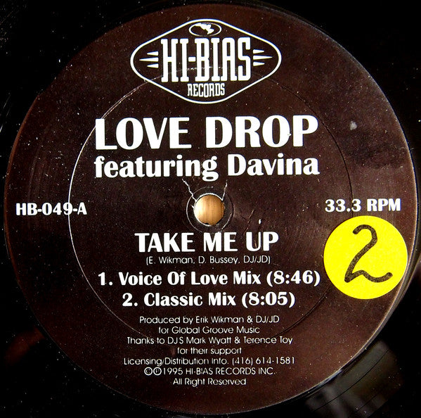 Love Drop (2) Featuring Davina : Take Me Up (12")