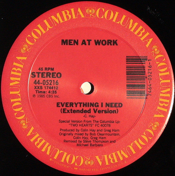Men At Work : Everything I Need (12", Single)