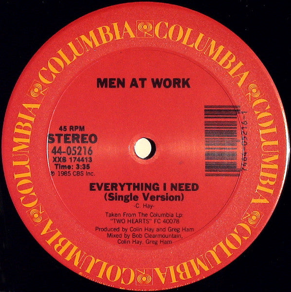 Men At Work : Everything I Need (12", Single)