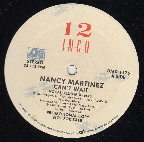 Nancy Martinez : Can't Wait (12", Promo)