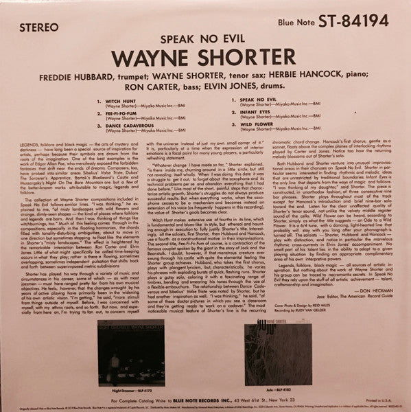 Wayne Shorter : Speak No Evil (LP, Album, Ltd, Cle)