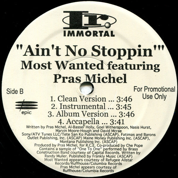 Black Rob / Most Wanted* Featuring Pras Michel : I Dare You / Ain't No Stoppin' (12", Promo)