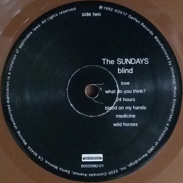 The Sundays : Blind (LP, Album, RSD, RE, Bro)