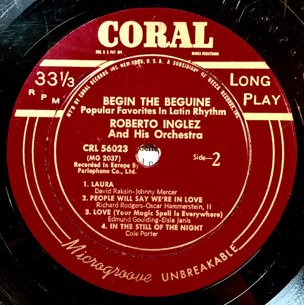 Roberto Inglez And His Orchestra : Begin The Beguine (10", Mono)
