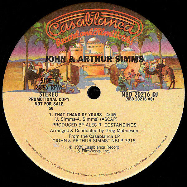 John & Arthur Simms : That Thang Of Yours (12", S/Sided, Promo, 56)