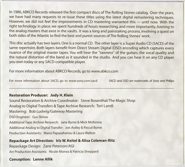The Rolling Stones : Get Yer Ya-Ya's Out! (SACD, Hybrid, Album, RE, RM, Dig)