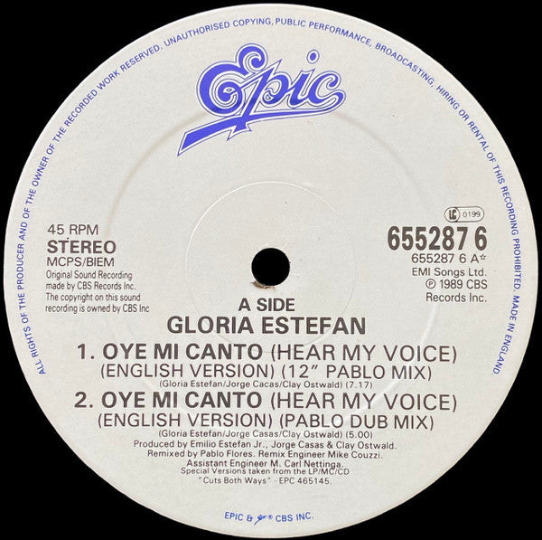 Buy Gloria Estefan : Oye Mi Canto (Hear My Voice) (12