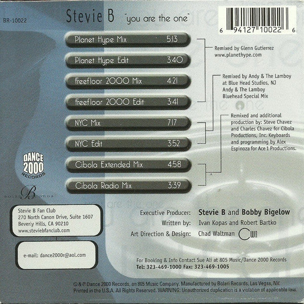 Stevie B : You Are The One (CD, Single, Car)