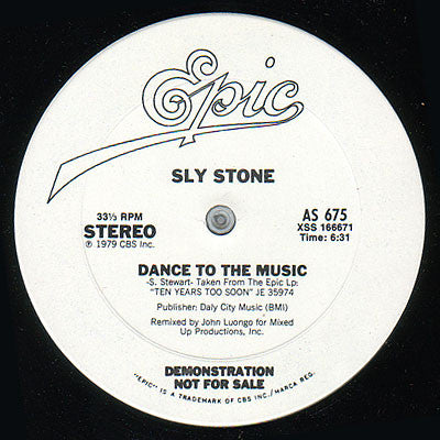 Sly Stone : Dance To The Music / Sing A Simple Song (12", Promo)