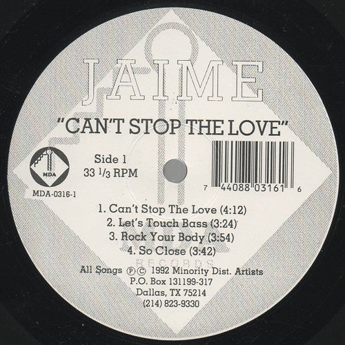 Jaime : Can't Stop The Love (12")