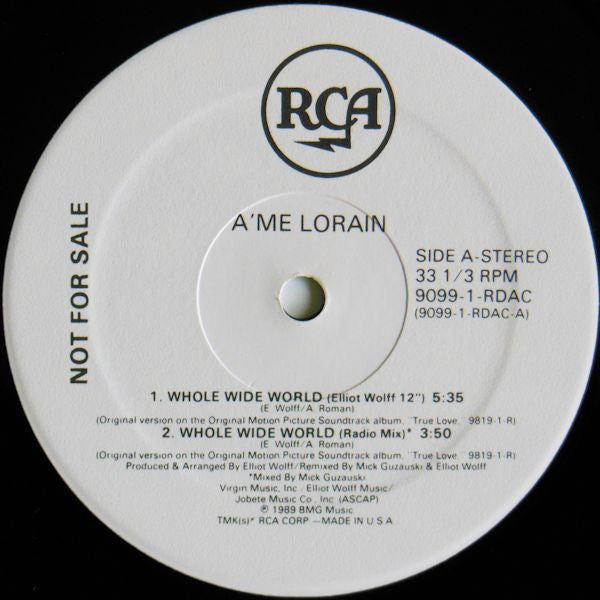 A'me Lorain : Whole Wide World (12", Promo)